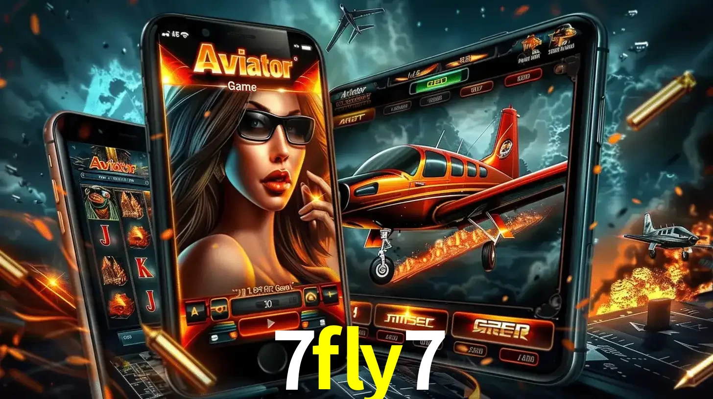 O popular jogo de apostas Aviator exibido em vários celulares e tablets, mostrando a interface emocionante e a ação de voo disponíveis para jogar agora no 7fly7.