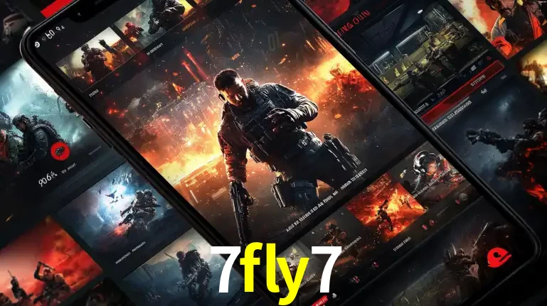 Tela de um celular exibindo uma galeria de jogos de tiro com temática militar, mostrando a variedade de e-sports disponíveis para apostas na plataforma de entretenimento 7fly7.