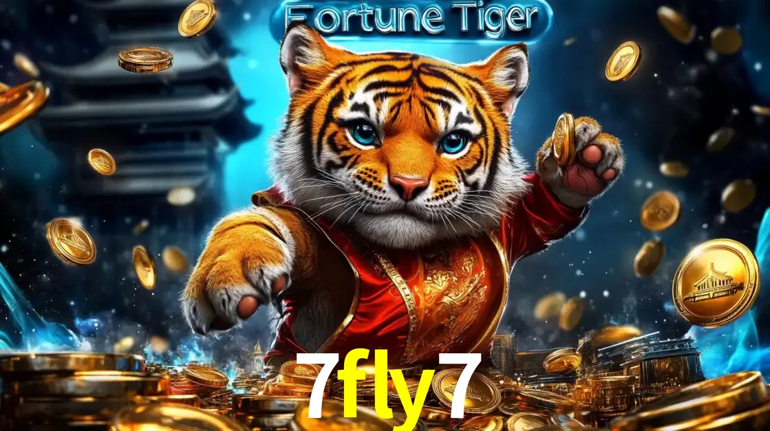 Imagem promocional do jogo de slot Fortune Tiger, com um tigre majestoso em traje tradicional cercado por uma fortuna em moedas de ouro, disponível agora no cassino 7fly7.